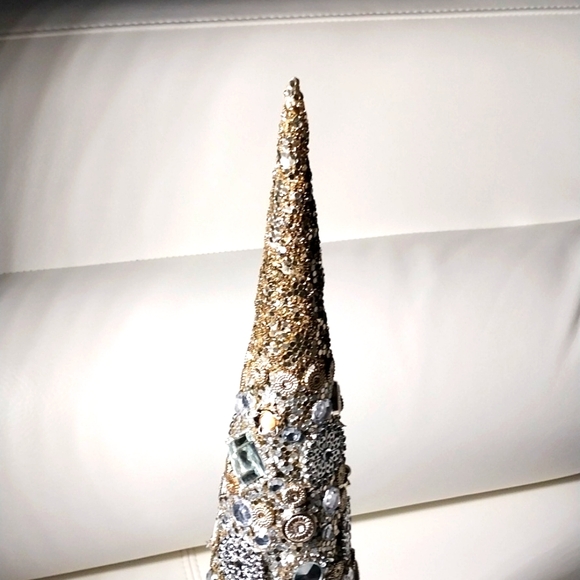 MacKenzie-ChildsSilver Lining Beaded Small Tabletop Christmas Tree rare - Picture 4 of 7